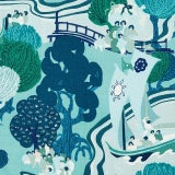 Sample- Schumacher Pearl River Fabric in Sea For Sale