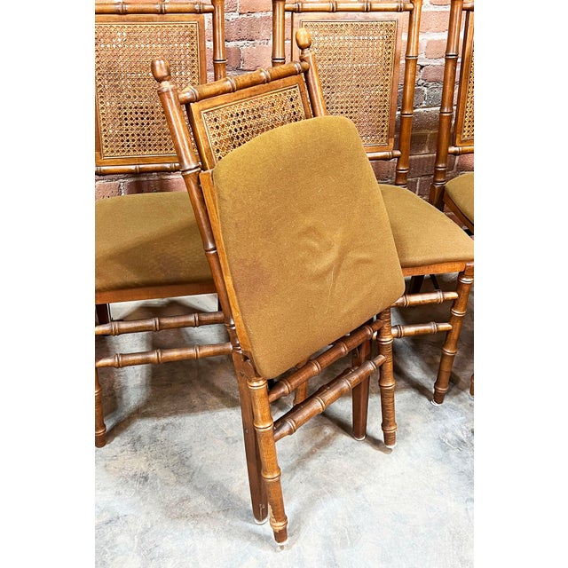 1960s Vintage Faux Bamboo Stakmore Folding Dining Chairs - Set of 8 For Sale - Image 5 of 12