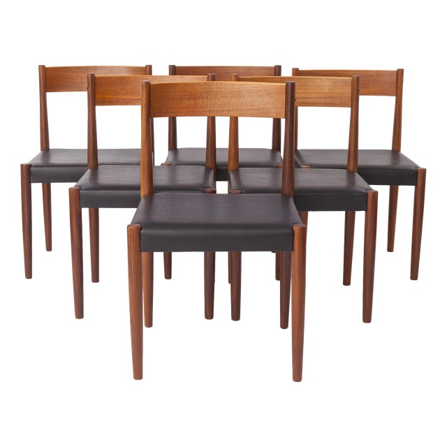 Mid-Century Modern Danish Teak Dining Chairs by Poul M. Volther for Frem Røjle, 1970s, Set of 6 For Sale