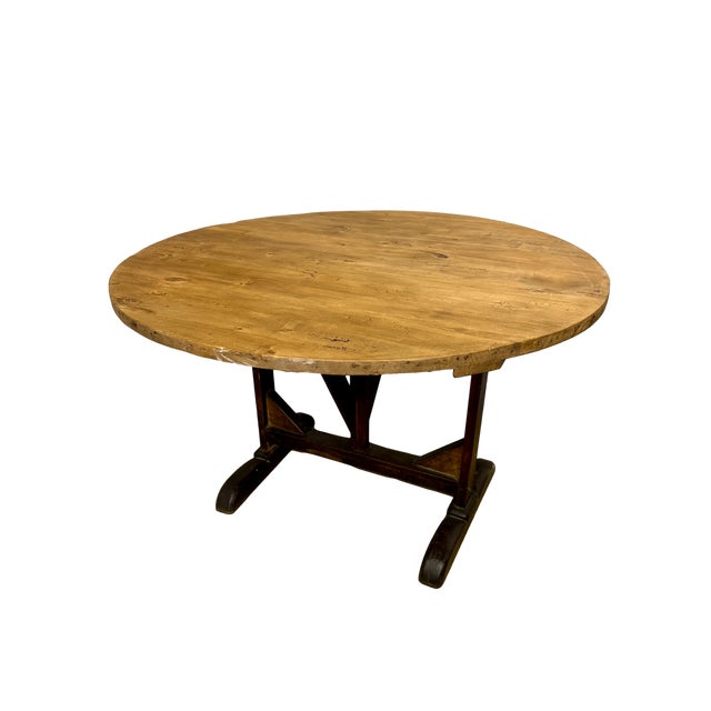 Vintage French Oak Wine Tasting Table For Sale - Image 4 of 9