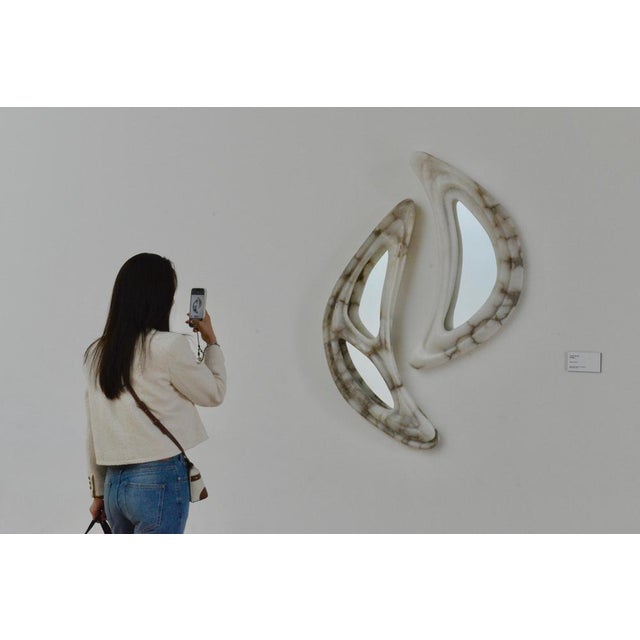 Aqua Fossil II Mirrors in Alabaster and Mirror Glass by Amarist Studio, Set of 2 For Sale - Image 15 of 16