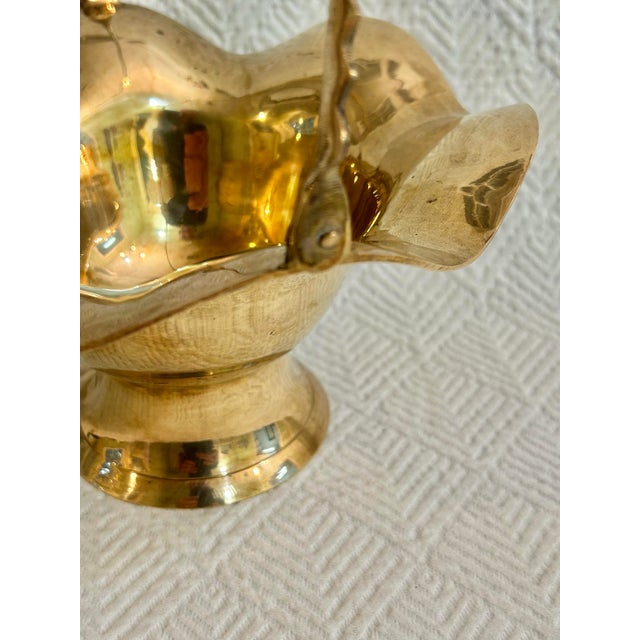 Metal 1970’s Solid Brass Fluted Basket With Handle For Sale - Image 7 of 10