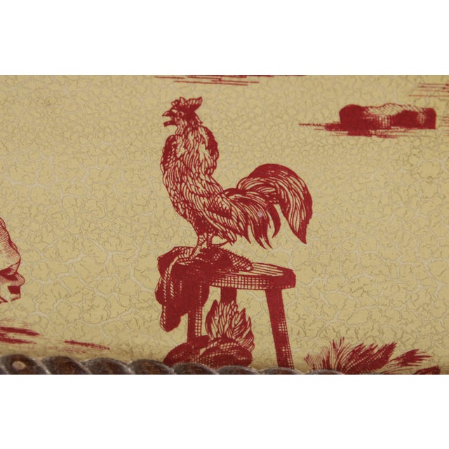 Glass Chintz Crackle Painted Red and Cream Wall Mirror For Sale - Image 7 of 13