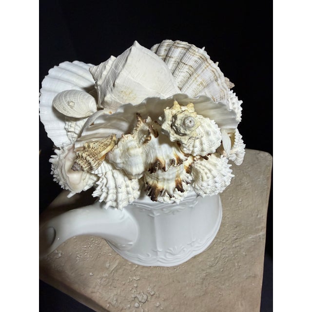 Victorian Celestial Meets the Sea Shell Encrusted Tea Pot-Coastal Art Sculpture For Sale - Image 3 of 8