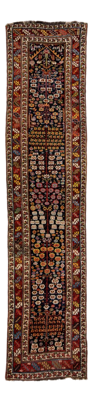 Antique Kurd Handmade Allover Pattern Wool Runner
