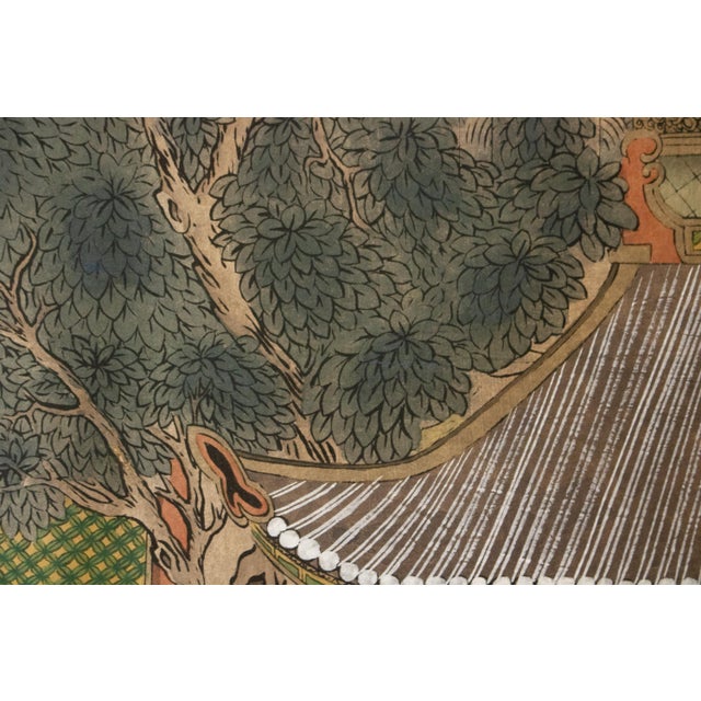 "Imperial Palace", Large Vintage Painted Chinese Screen For Sale - Image 12 of 18