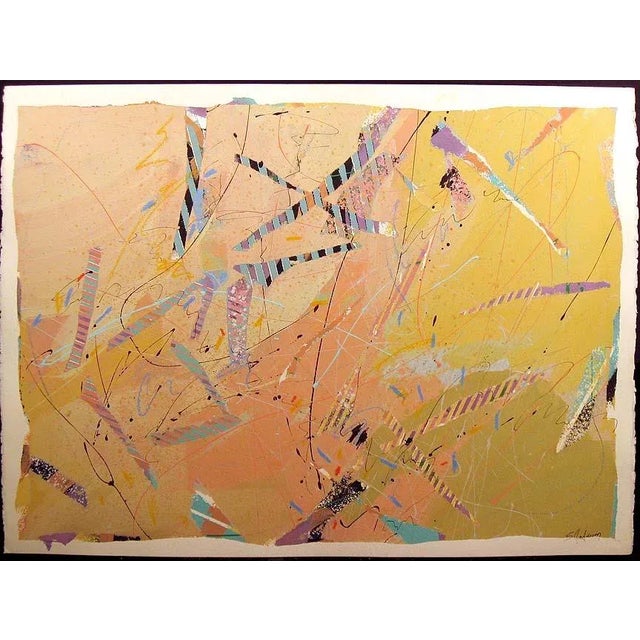 1980s Sally Anderson "Symphony Series #14" Signed Original Acrylic Painting Paper Obo For Sale - Image 4 of 4