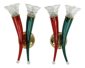 Vintage Murano Glass Sconces from Veart, Italy 1970s, Set of 2