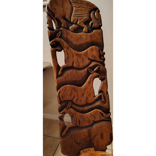 Wood African Chief Hand Carved Chair For Sale - Image 7 of 7