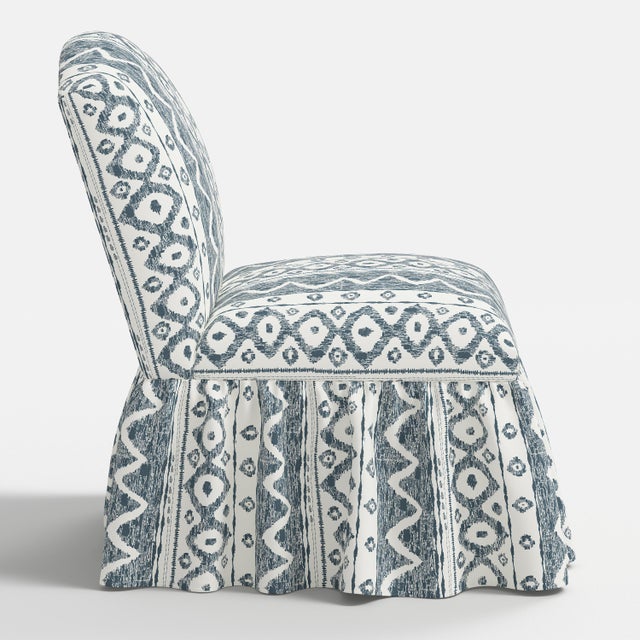 Not Yet Made - Made To Order Ashburn Ruffle Slipper Chair in Linny Ikat Slate For Sale - Image 5 of 7