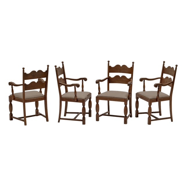 Mid-Century French Dining Chairs after Charles Dudouyt, 1950s, Set of 4 For Sale