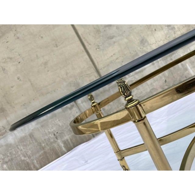 Labarge Mid-Century Modern Brass Profile Glass Top Coffee Table Italy For Sale - Image 4 of 13