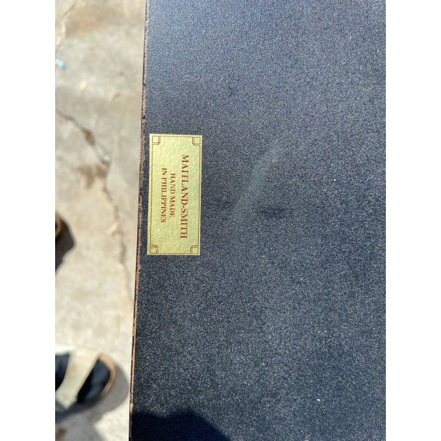 Vintage Maitland Smith Oval Partners Desk Victorian Burl Wood Style, Needs Restoration For Sale - Image 9 of 12