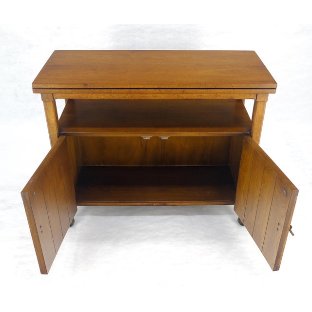 Flip Top Balck Formica Serving Cabinet Server on Wheels Mid Century c1970s MINT For Sale - Image 14 of 18