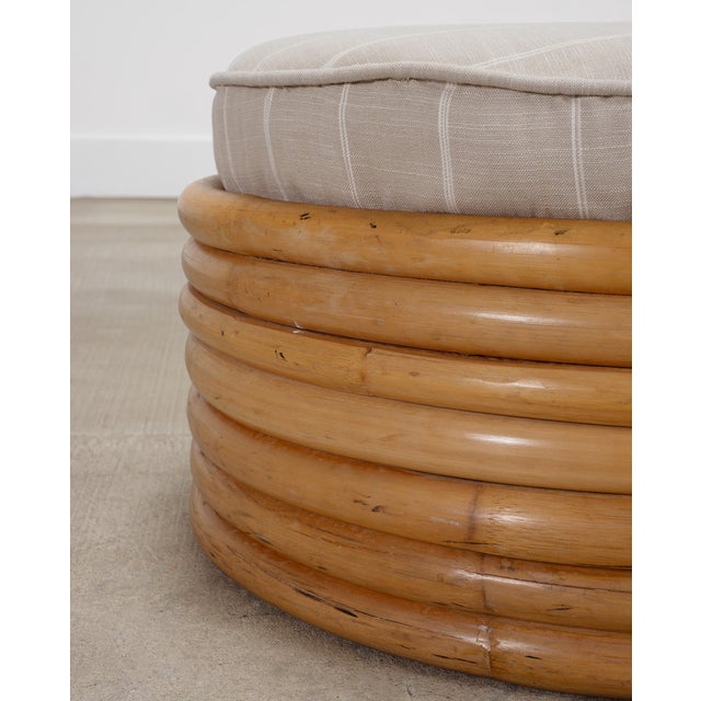 Mid-Century 7 Strand Paul Frankl Style Stacked Rattan Ottoman For Sale - Image 14 of 18