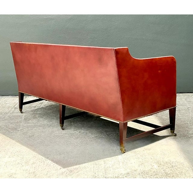 Auburn Vintage Saybolt and Cleland Nailhead Trim Leather Sofa For Sale - Image 8 of 12