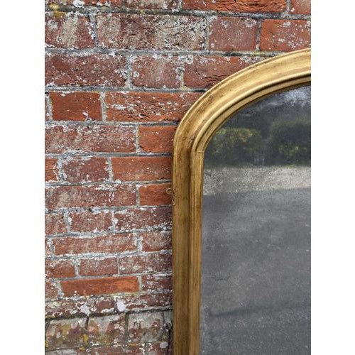 Large Antique English Gilt Arched Top Overmantle Mirror, 19th Century For Sale - Image 3 of 6