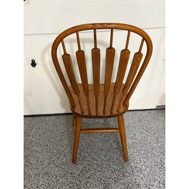 Mid 20th Century Mid 20th Century Windsor-Style Solid Oak Dining Chairs Medium Oak Finish, Arrow Back-Set of 4 For Sale - Image 5 of 6