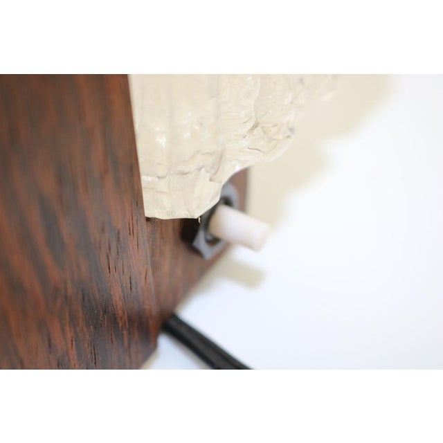 Mid-Century Modern Table Lamp with Thick Structured Acrylic Glass & Rosewood Frame, 1970 For Sale - Image 10 of 16