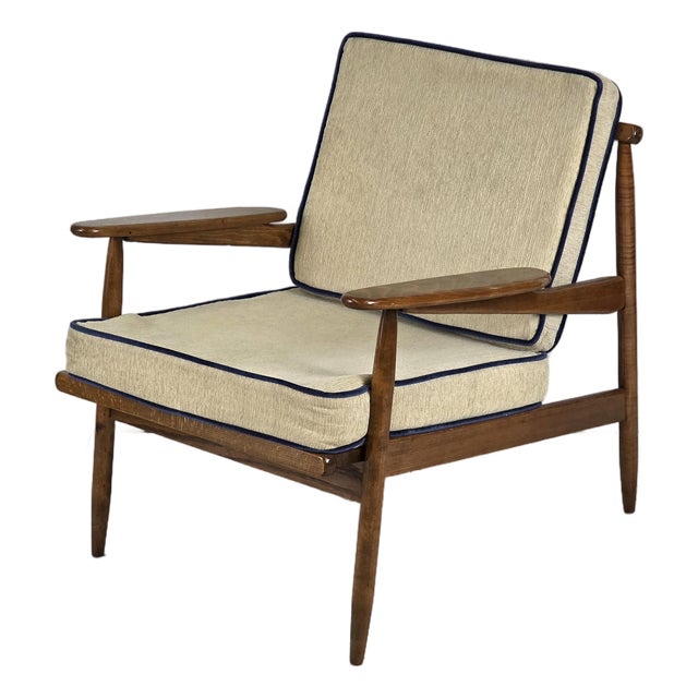 Solid Wood Wanut Tone Mid Century Chair For Sale