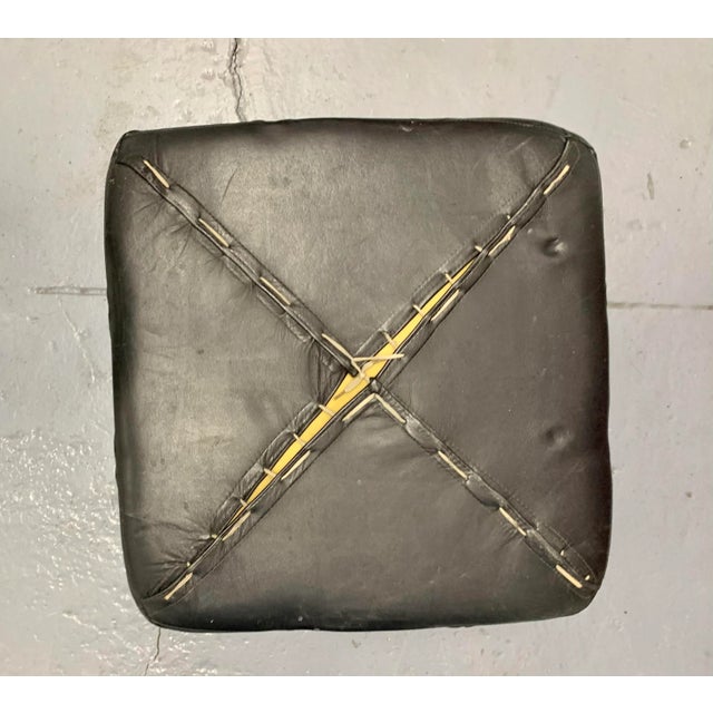 Mid 20th Century Danish Leather Patchwork Pouf/Ottoman - a Pair For Sale - Image 4 of 8