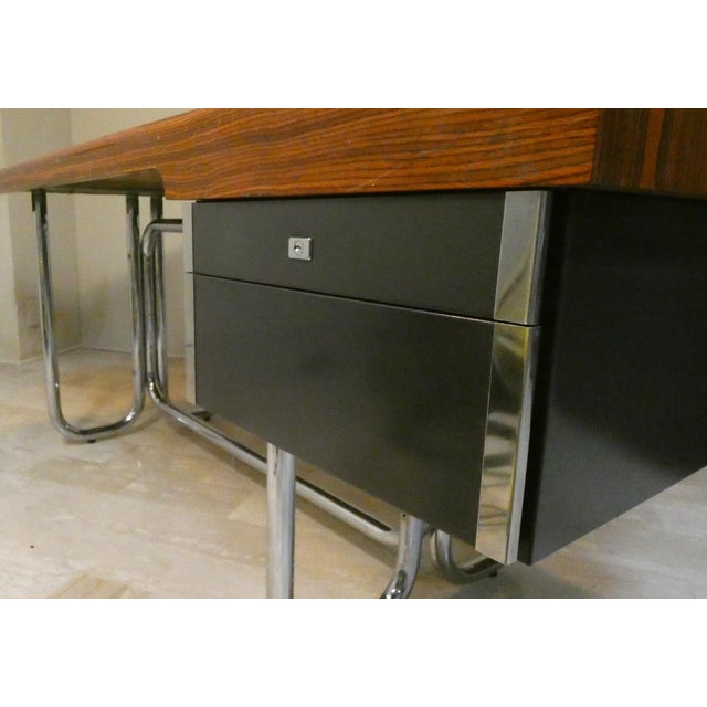 Modernist Bauhaus Desk in Wood and Chromed Steel, France, 1950s For Sale - Image 6 of 18