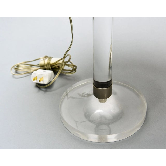 Mid-Century Modern Pair Mid Century Italian Lamps With Lucite Base and All Glass Shades For Sale - Image 3 of 12