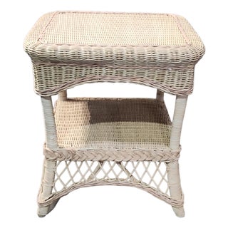 Vintage Continental Wicker Side Table For Sale