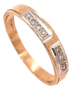 14 Karat Two-Tone Gold Wedding Band With Diamonds 0.25 TDW, Size 9.5