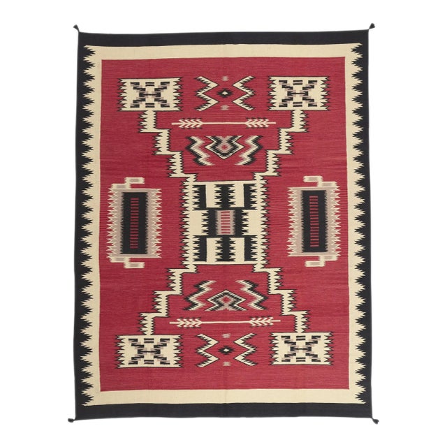 Southwestern Red Navajo-Style Rug With Storm Pattern - 09'00 X 11'09 For Sale