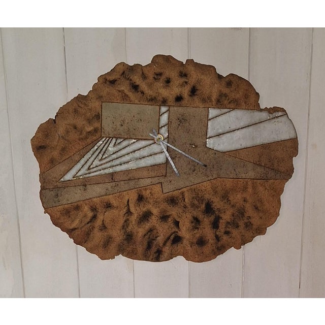 Black Vintage Geometric Wall Clock with Handmade Ceramic Dial by T. Tamil, 1980s For Sale - Image 8 of 8