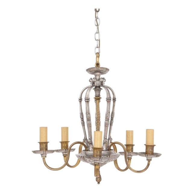 Dutch Baroque Style Pewter and Brass Chandelier For Sale