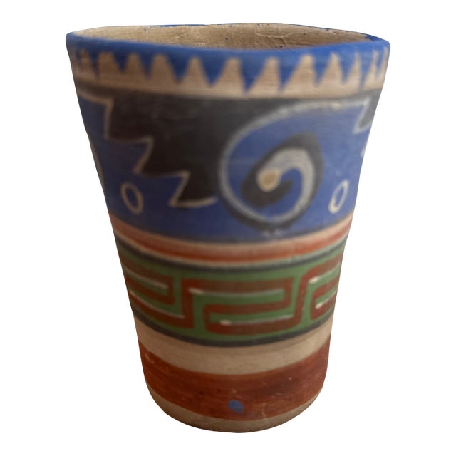 Late 20th Century Southwestern Clay Pencil Cup For Sale
