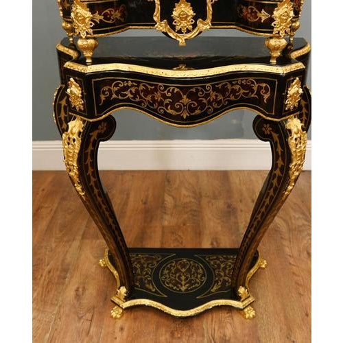 French Boulle Style Mantel Clock with Pedestal Stand For Sale - Image 5 of 16