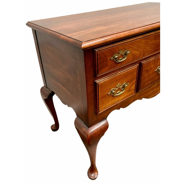 Queen Anne 1970s Statton Queen Anne Style Cherry Lowboy For Sale - Image 3 of 7