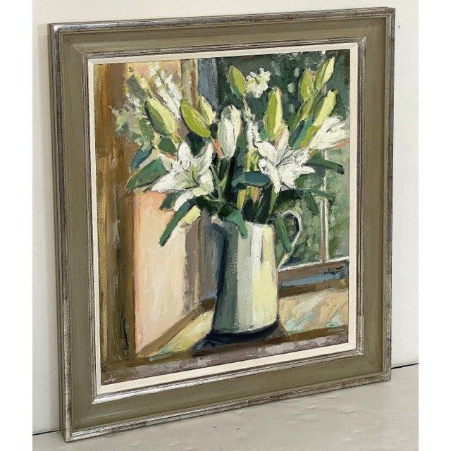 Contemporary Contemporary British Framed Oil Painting on Canvas (Lilies in a Jug) For Sale - Image 3 of 13