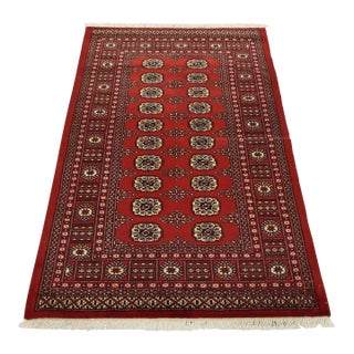 Bokhara Rug 4’2” X 6’2” Red Wool Tribal Hand-Knotted Oriental Carpet For Sale