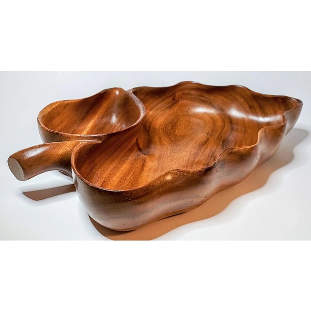 Carved Monkeypod Leaf Bowl For Sale - Image 6 of 10
