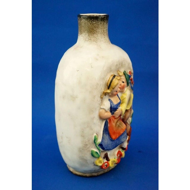 Blue Art Deco Hummel Series Ceramic Bottle with Bas-Relief Decoration by Franz Goebel, Germany, 1920s For Sale - Image 8 of 18