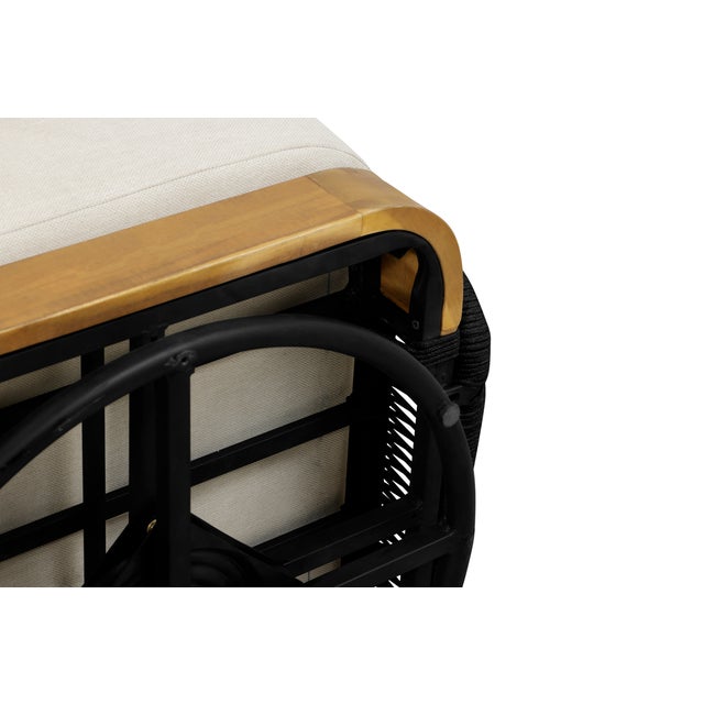 Wood Alpine Teak Wood Modern Swivel Outdoor Arm Chair – Black For Sale - Image 7 of 9