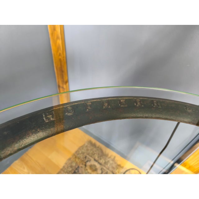 Glass Top Table with Cast Iron Industrial Iron Machine Legs, 2010s, Set of 3 For Sale - Image 4 of 18