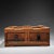This charming vintage Chinese wooden tea table box is crafted from Huangyang wood, decorated with exquisite mother-of-...