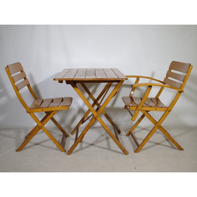 Vintage Garden Furniture Set in Wood, 1970s, Set of 3 For Sale - Image 11 of 11