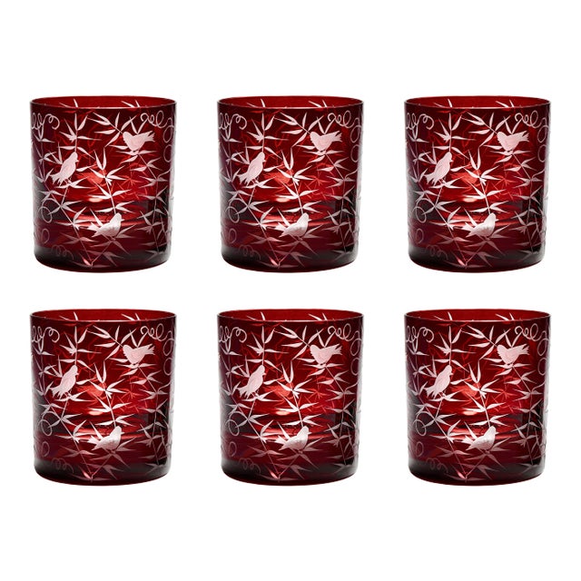 ARTEL Finch Double Old Fashioned Glasses, Set of 6, Red For Sale