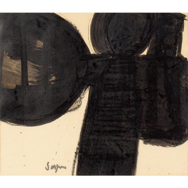 An abstract mixed media painting by the American artist Roger Sayre (1943-2010). This piece features a heavy, abstract...