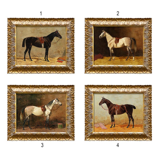 Wood “Vintage Equestrian” Reproduction Giclee Print (3) in Ornate Gold Frame For Sale - Image 7 of 7