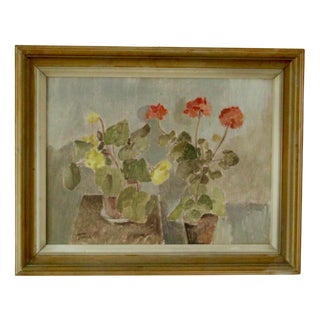 Ture Pettersson, Geraniums, 1960s, Oil on Panel, Framed For Sale