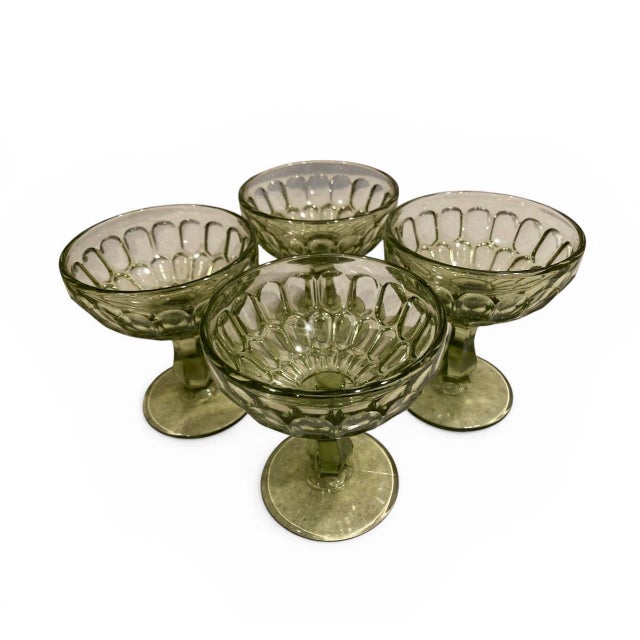 Fenton Art Glass Company 1960s Mid-Century Modern Fenton Colonial Green Glass Pitcher With Assorted Stem Ware - 15 pcs For Sale - Image 4 of 5