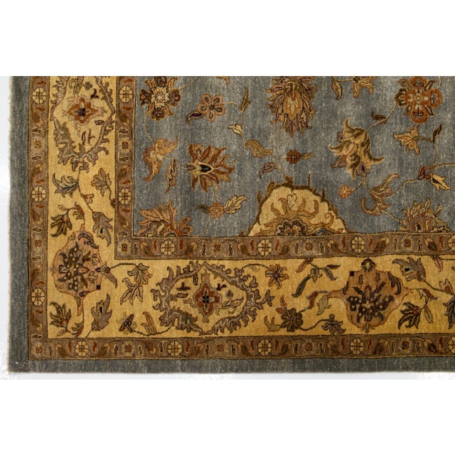 Modern Tabriz Handmade Wool Rug in Gray With Floral Design For Sale In New York - Image 6 of 8