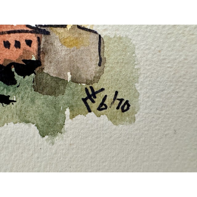 1970s Henry Emil Salloch Original Watercolor on Paper Barga, Italy. 1970. For Sale - Image 5 of 6